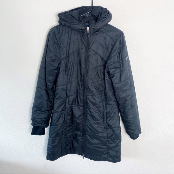 Columbia Jackets & Blazers - Columbia Omni-heat black long zip up hooded jacket coat size small